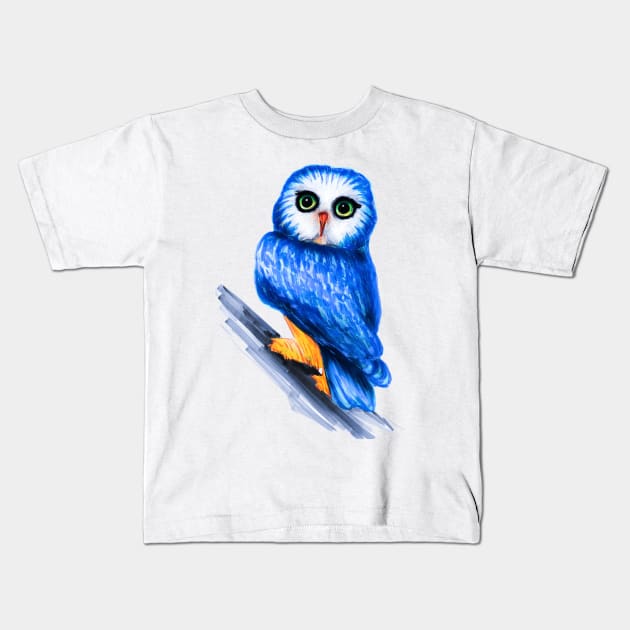 Blue Philippine Owl Kids T-Shirt by Svetlana Pelin